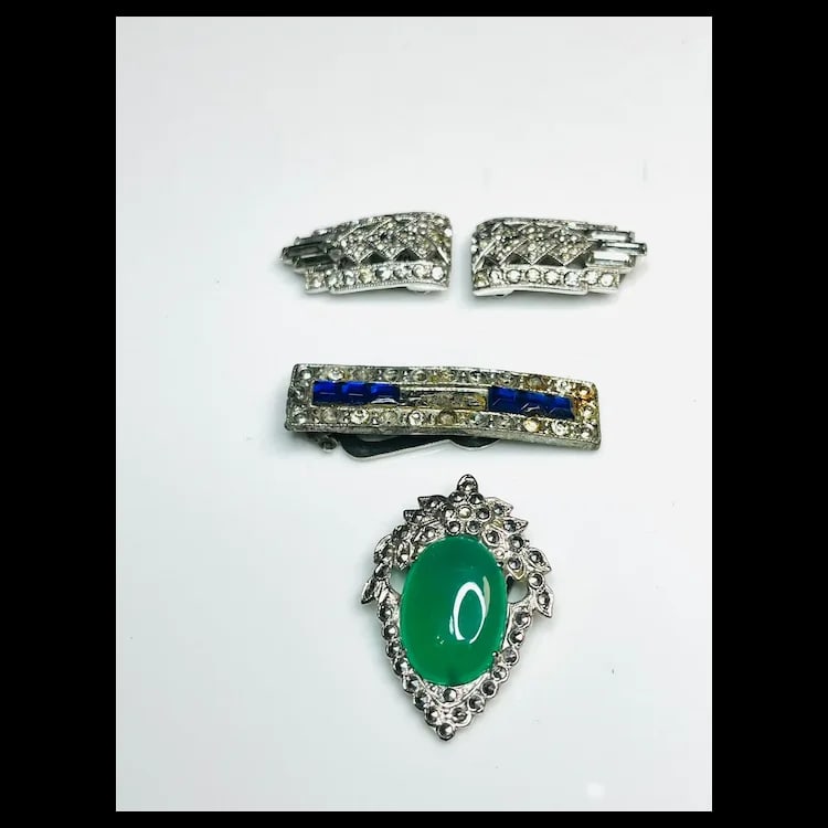 Lot of Vintage Marcasite & Rhinestone Clasps - 6