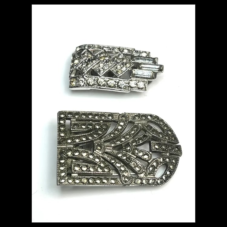 Lot of Vintage Marcasite & Rhinestone Clasps - 8