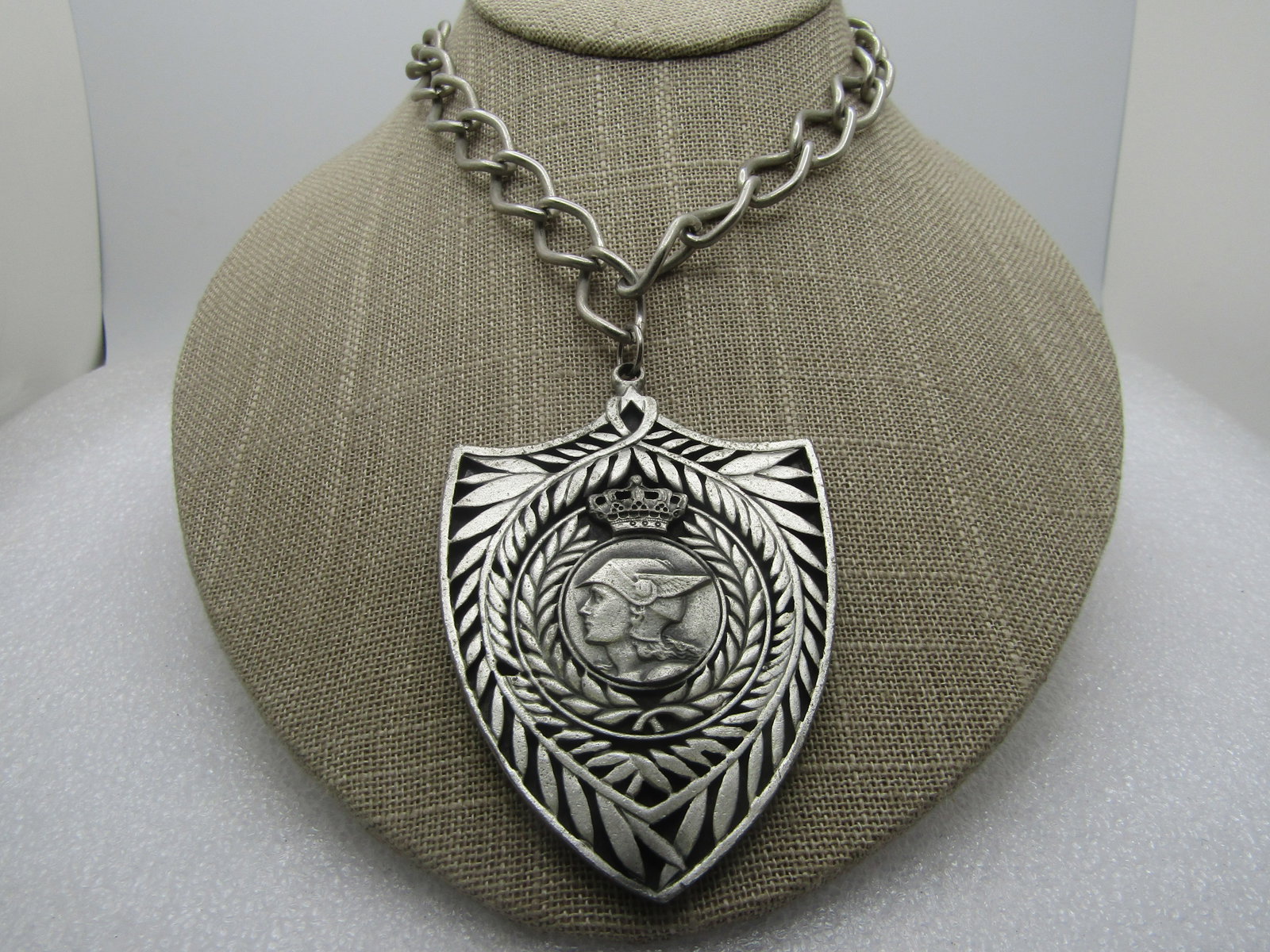 Vintage Winged Liberty Medallion Necklace, Crown, 30", 1970's-1980's (1 of 6)