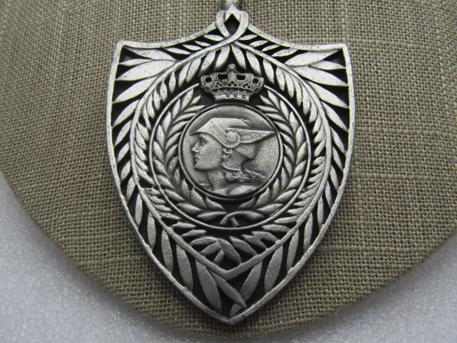 Vintage Winged Liberty Medallion Necklace, Crown, 30", 1970's-1980's - 4