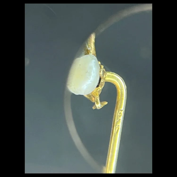 Vintage Enamel Duck and Pearl 14k Gold Stickpin - 6