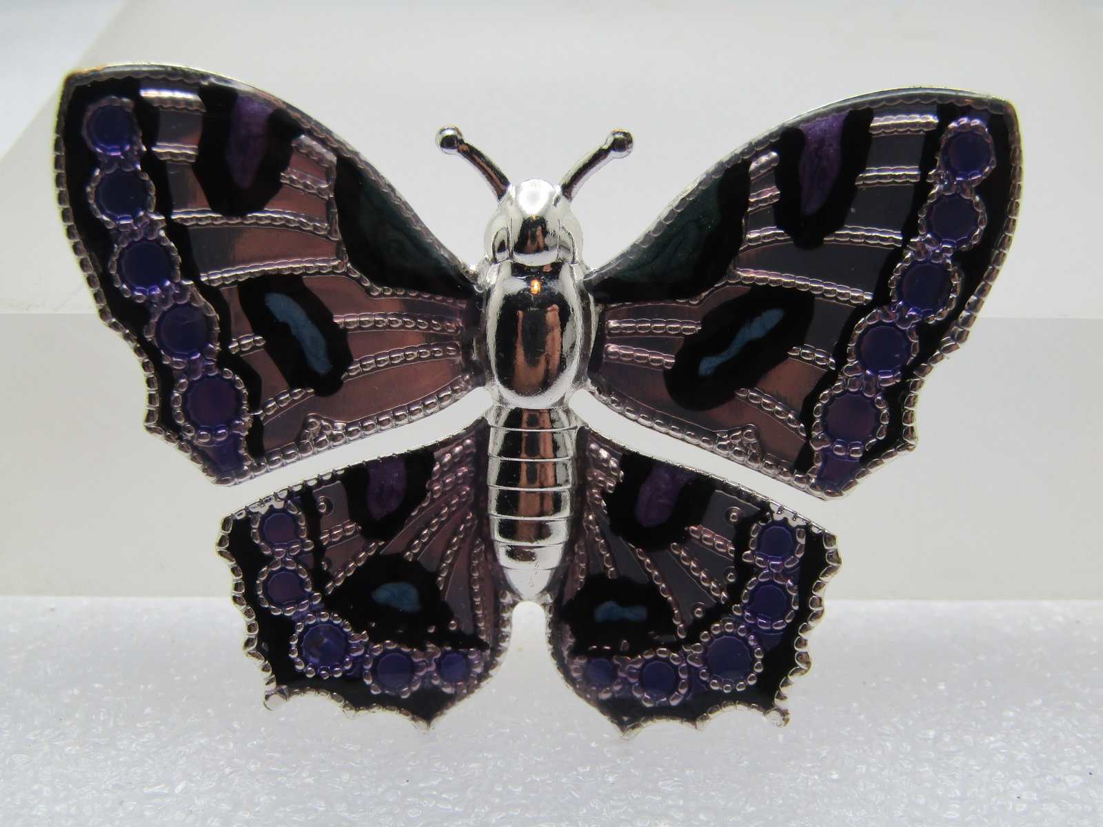 Vintage Enameled Butterfly Brooch, Pressed Metal, 1960's-1970's (1 of 4)