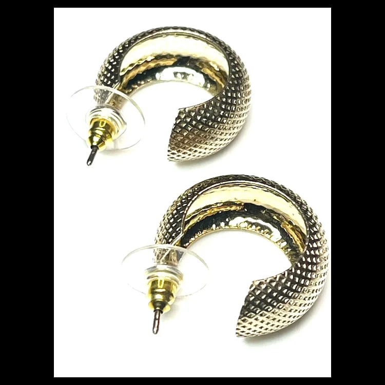 Estate Sterling Silver Gold Plated Earrings - 4