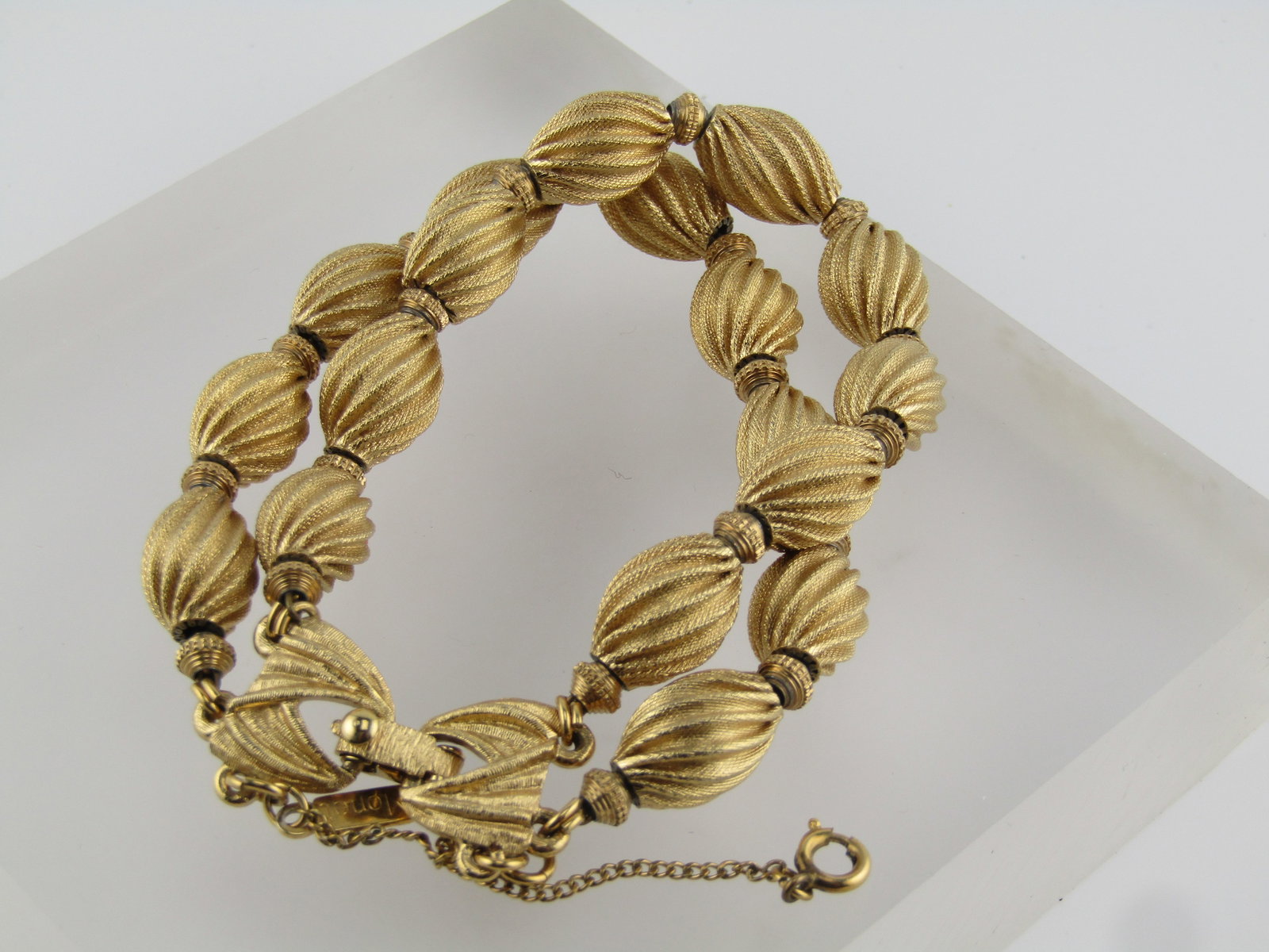 Vintage Spiral Beaded Bracelet, Monet, Double Strand, 7.5", 1960's-1970's - 4