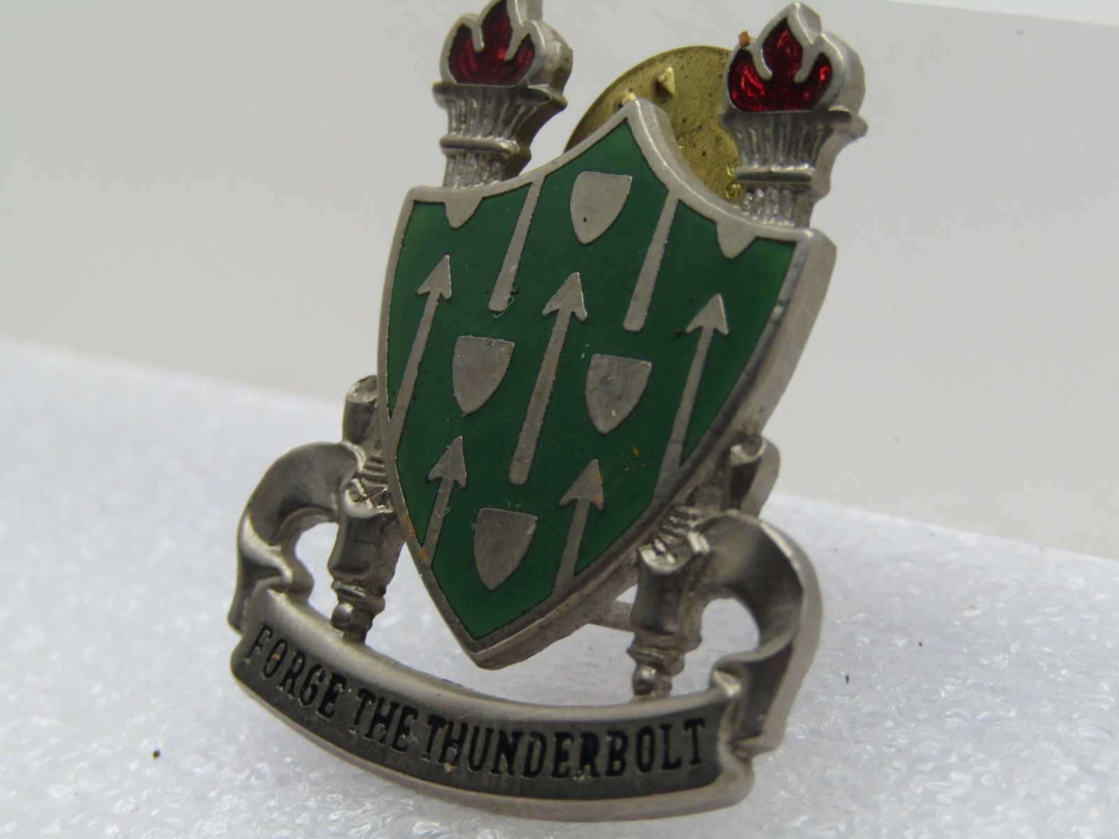 Vintage Forge the Thunderbolt Enameled Tack Pin, U.S. Army Armor School - 4