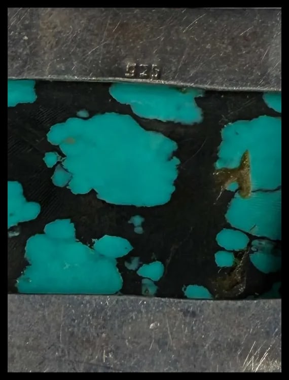 Vintage Handmade Artisan Sterling Silver and Turquoise Pendant - 6