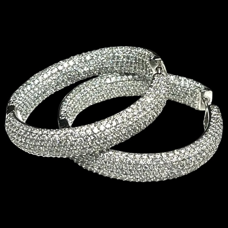 Estate Oversized Inside/Outside Pave Crysal Hoop Earrings (1 of 7)