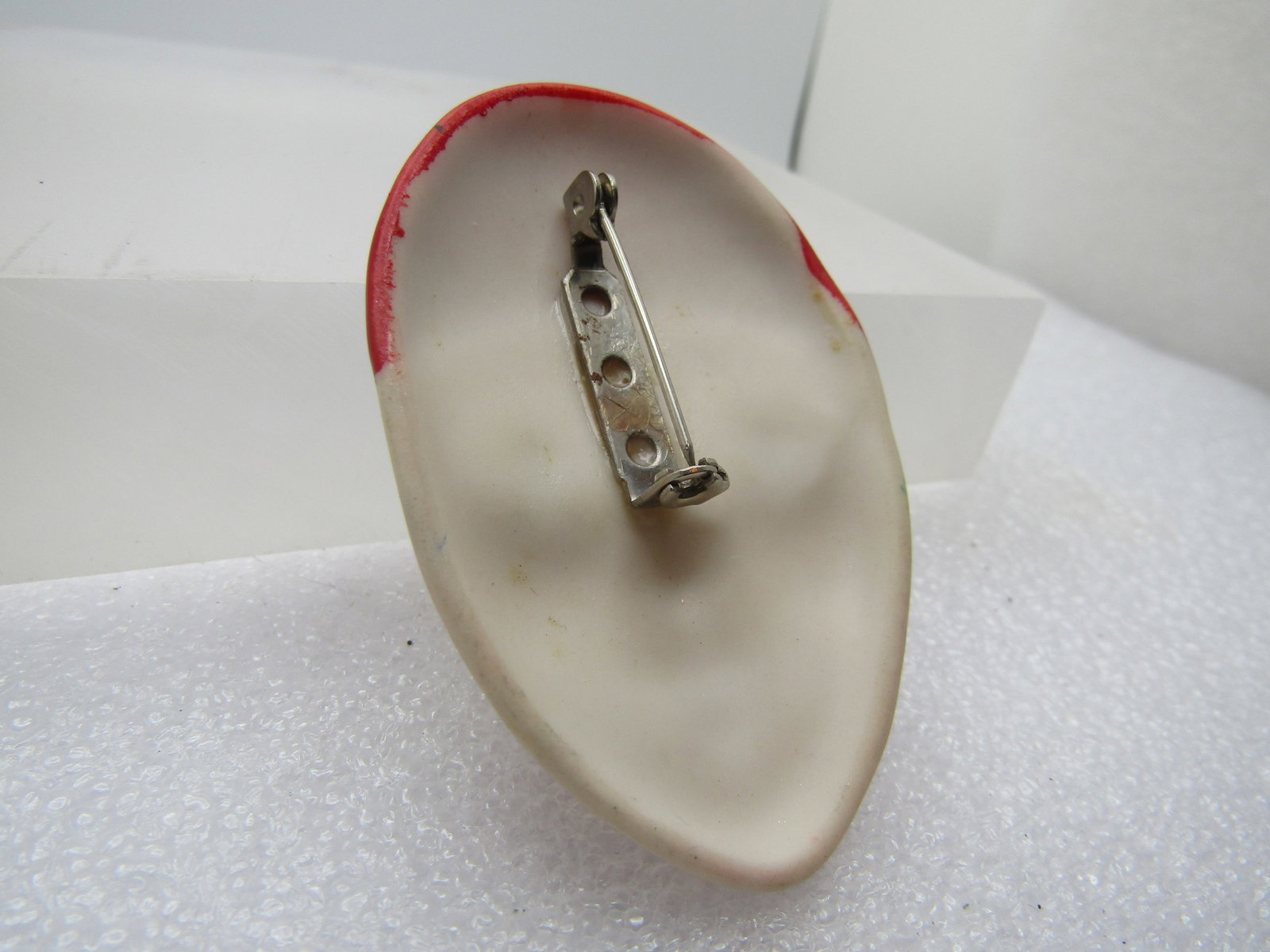 Vintage Painted French Mime Face Brooch, Porcelain, 1980's - 4