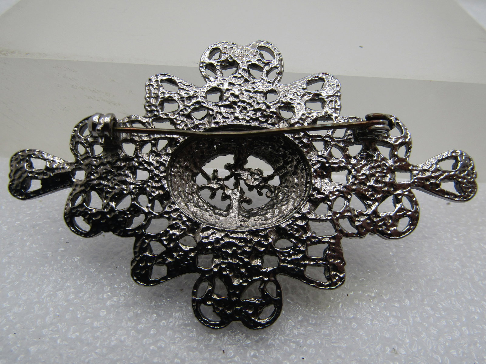Vintage Scrolled & Rhinestone Brooch, Victorian Themed, 1970's-1980's - 4