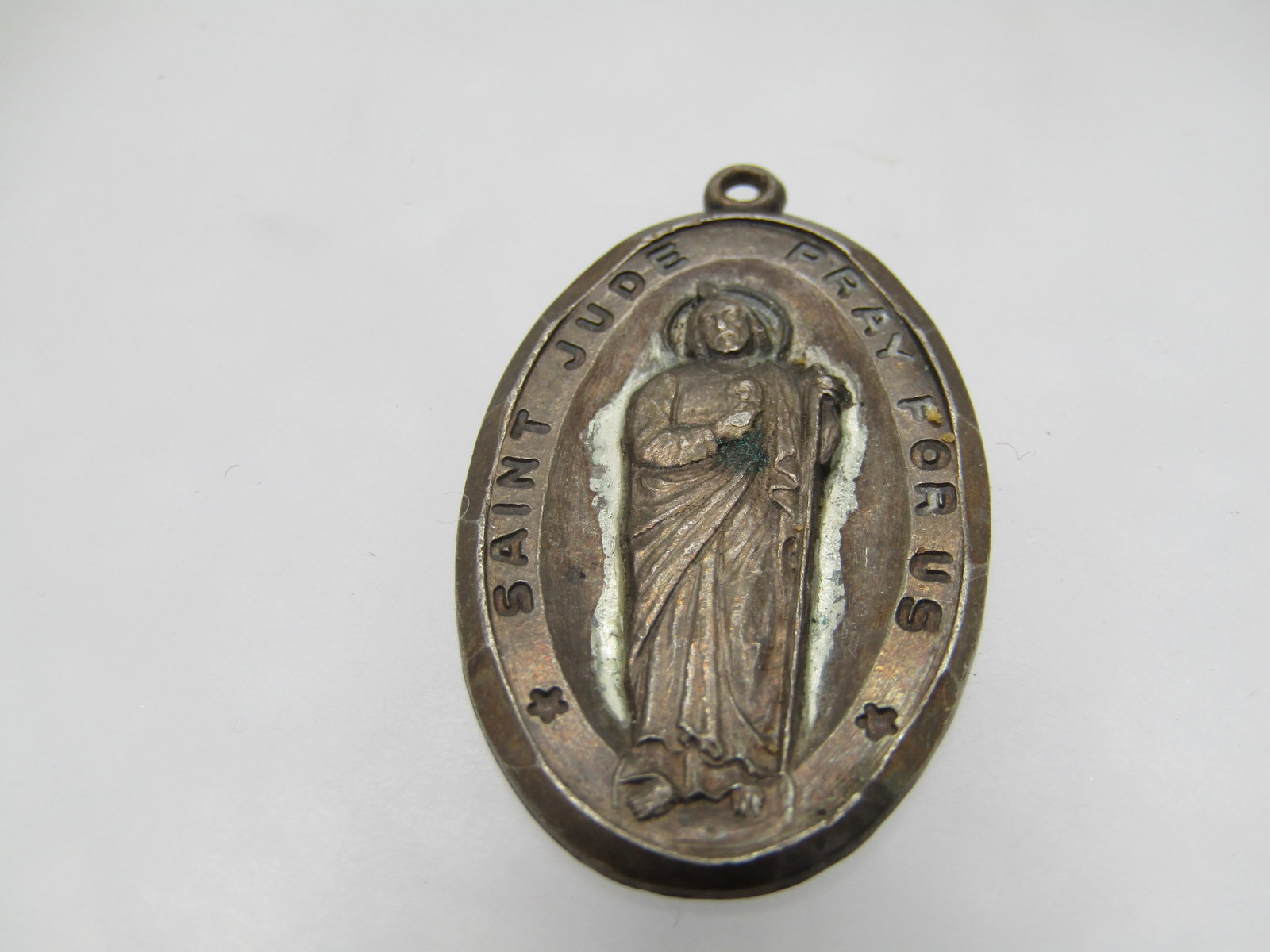 Vintage Sterling St. Jude Pray for Us Medal/Pendant, 1940's-1950's, Signed - 2