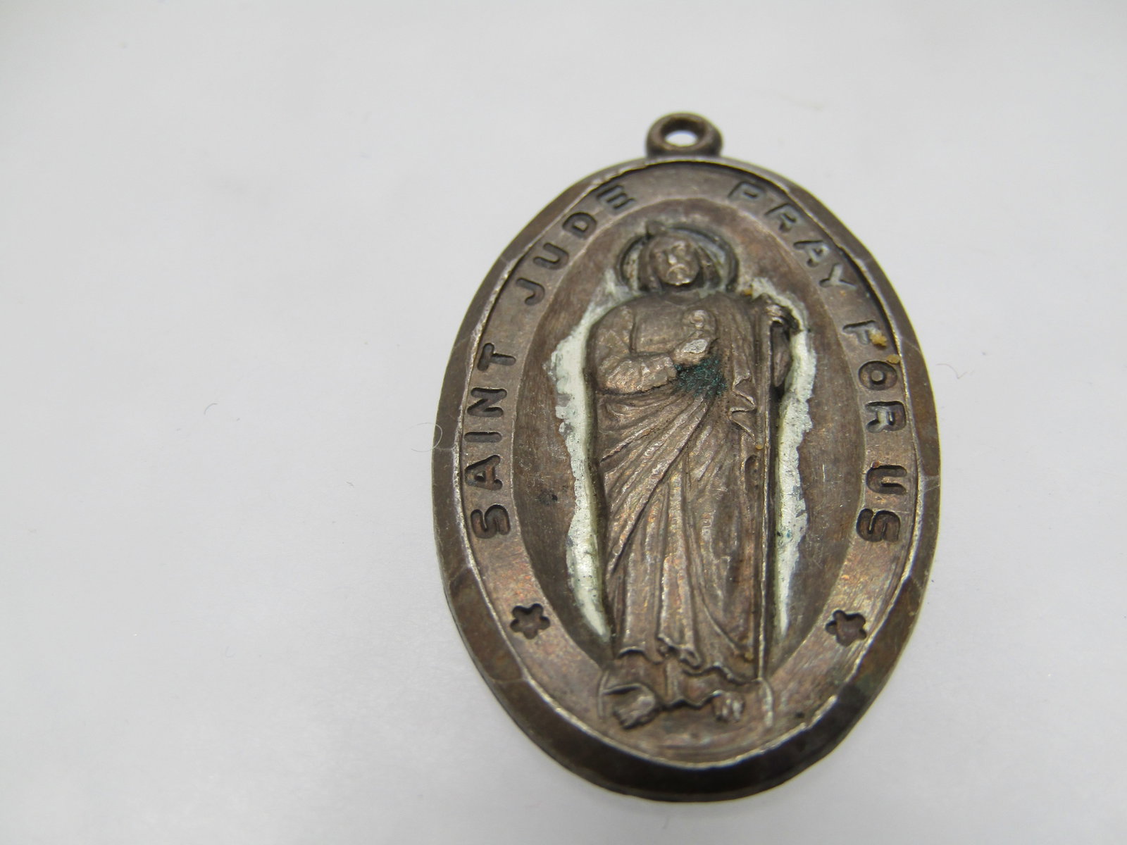 Vintage Sterling St. Jude Pray for Us Medal/Pendant, 1940's-1950's, Signed - 3