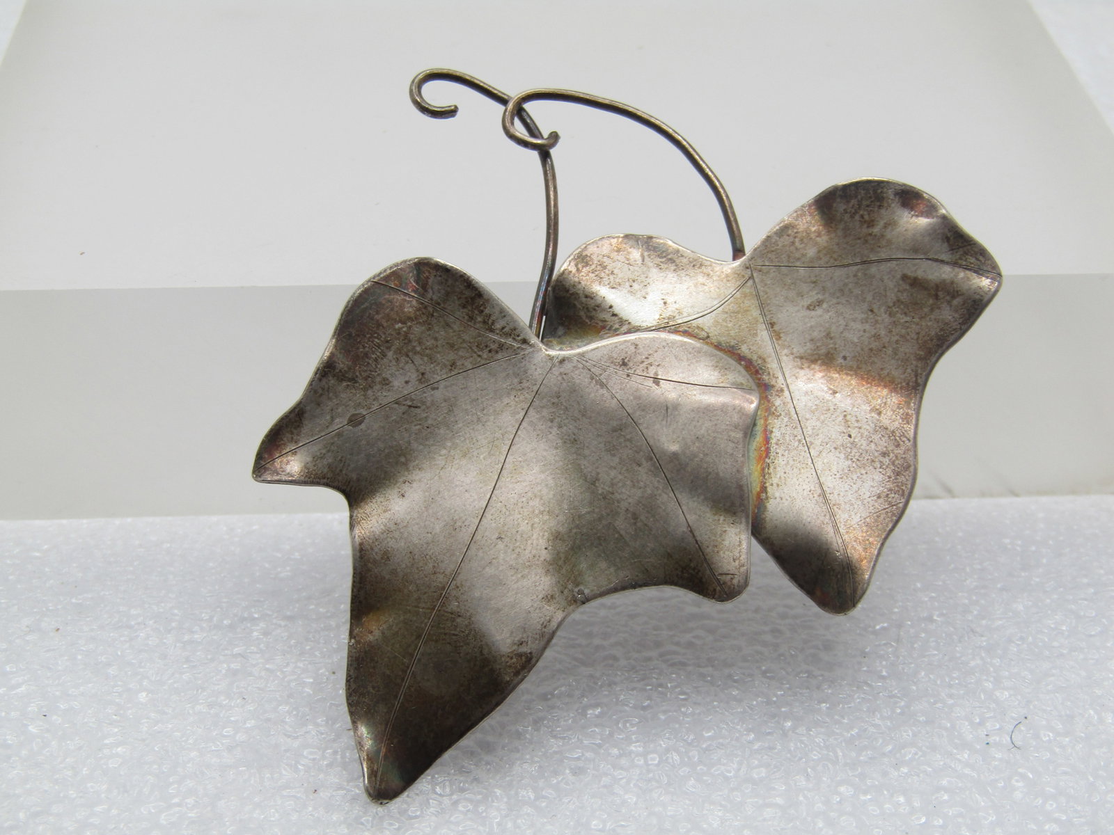 Vintage Sterling Double Leaf Brooch, 1940's, 2.25" - 2