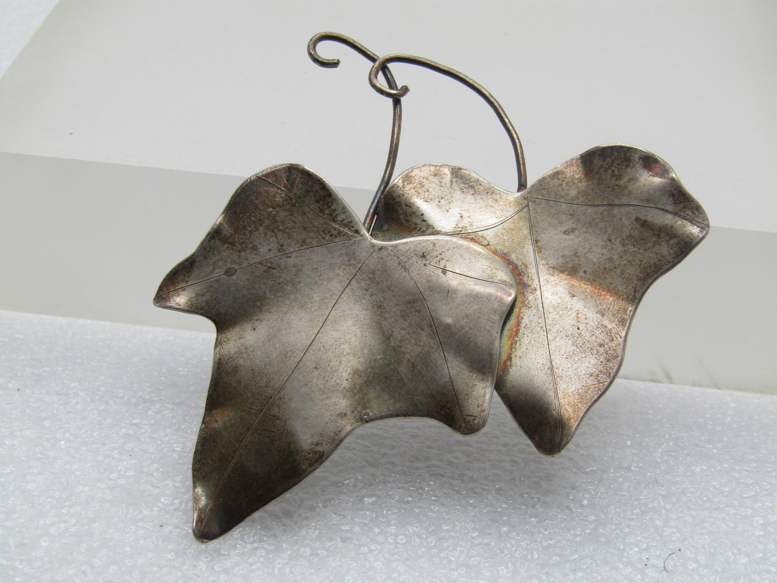 Vintage Sterling Double Leaf Brooch, 1940's, 2.25" - 3