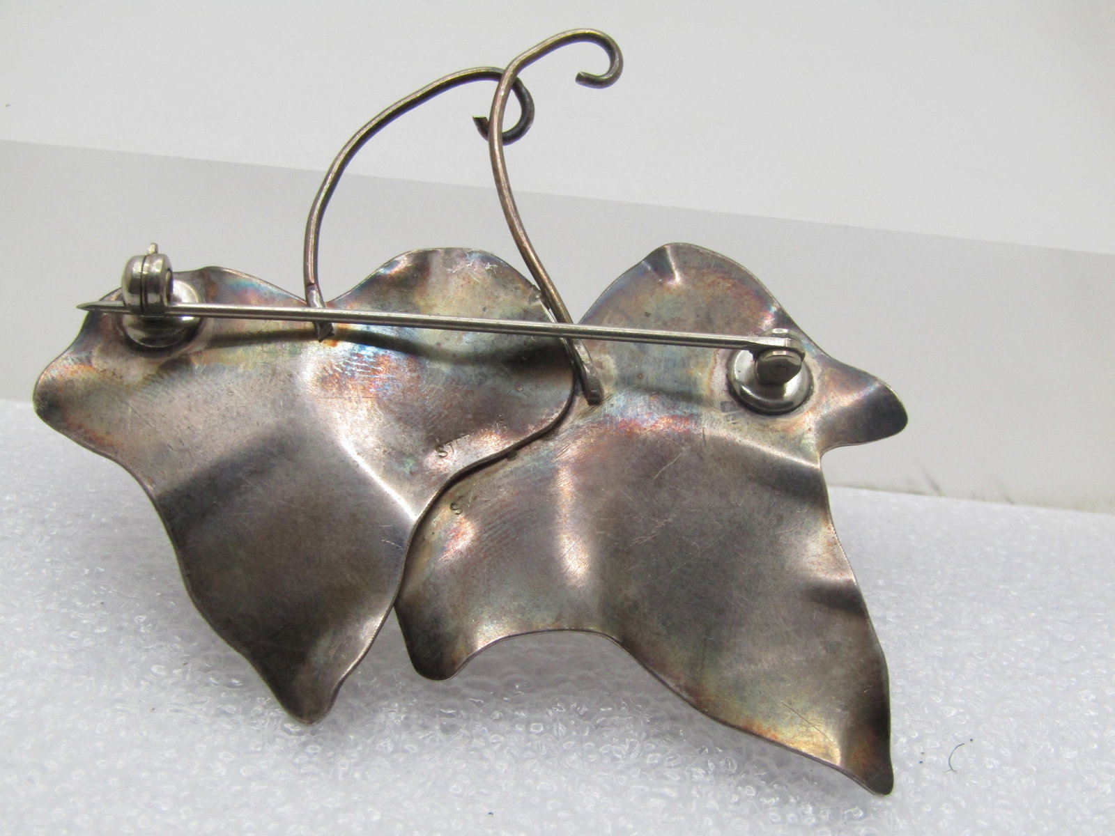 Vintage Sterling Double Leaf Brooch, 1940's, 2.25" - 4