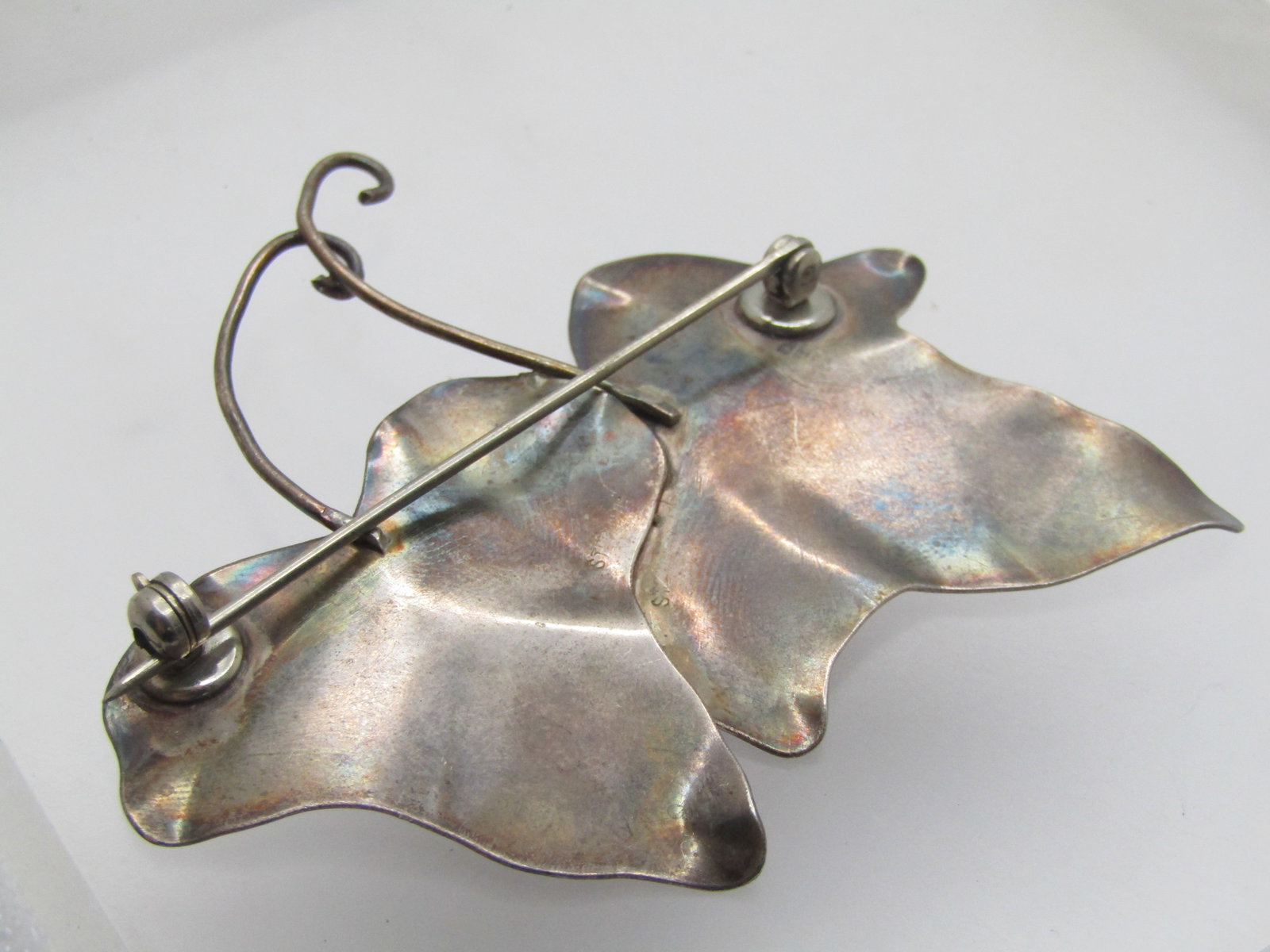Vintage Sterling Double Leaf Brooch, 1940's, 2.25" - 5