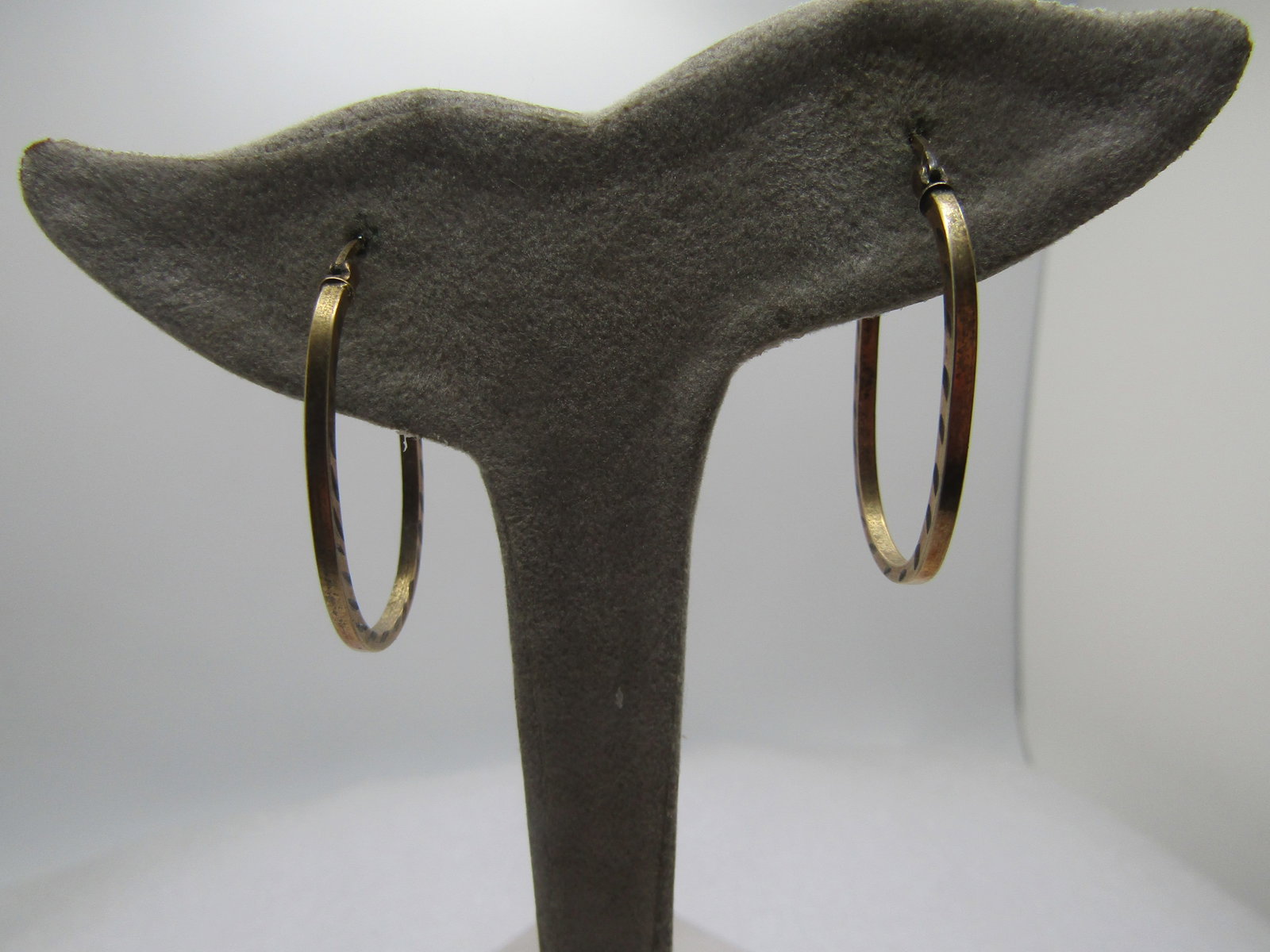 Vintage Sterling Vermeil Hoop Earrings, Pierced, 1970's and After: Title: Vintage Sterling Vermeil Hoop Earrings, Pierced, 1970's and After Description: Vintage Sterling Vermeil Hoop Earrings, Pierced, 1970's and After. Theys are ovals with notched carved accents on