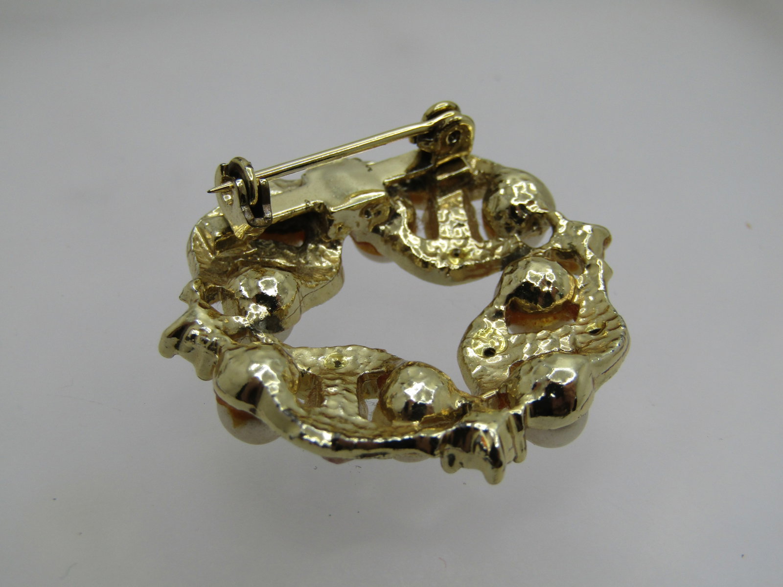 Vintage Faux Pearl Rhinestone Brooch, A.B. 1960's - 4