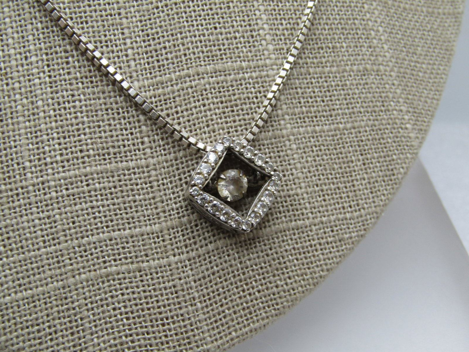 Vintage Sterling Floating CZ Necklace, 22",1980's, Signed - 4