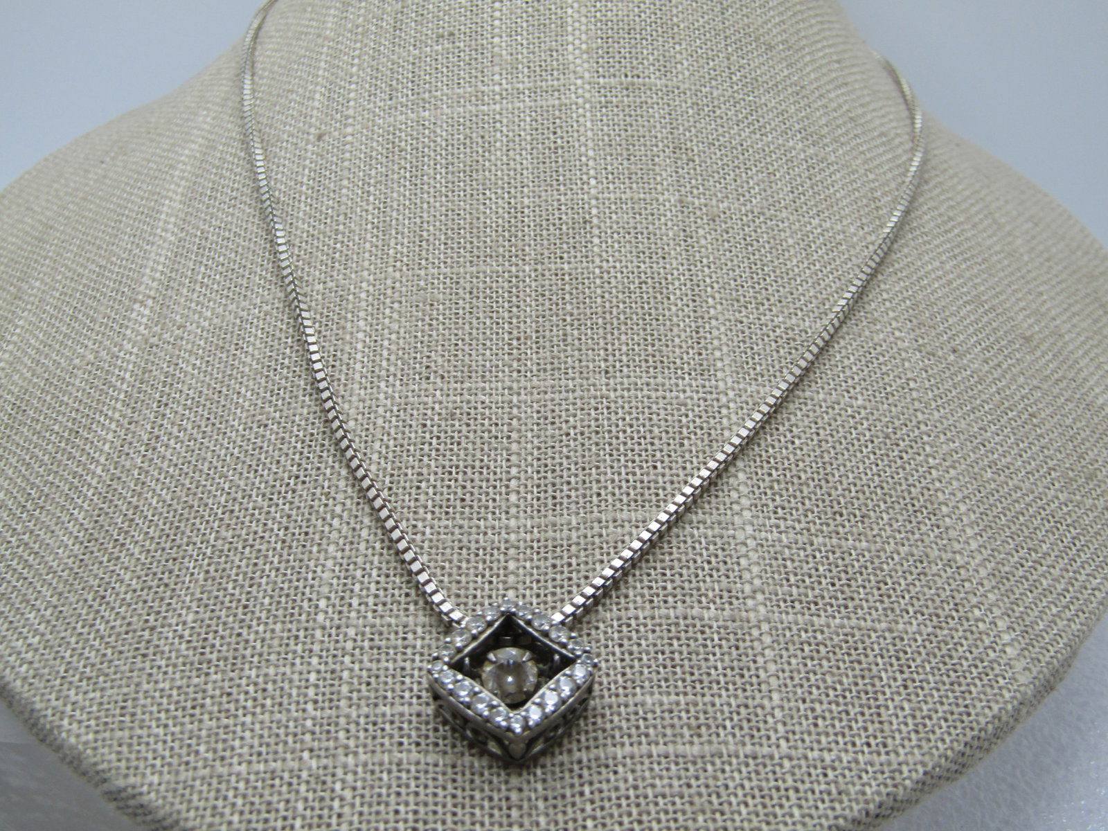 Vintage Sterling Floating CZ Necklace, 22",1980's, Signed - 5