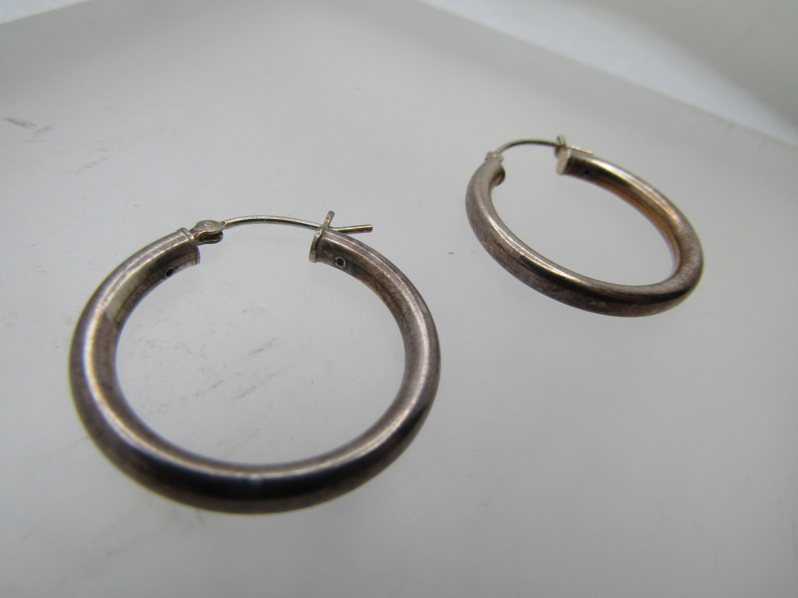 Vintage Sterling Tubular Hoop Earrings, Pierced, 1970's-1990's - 4