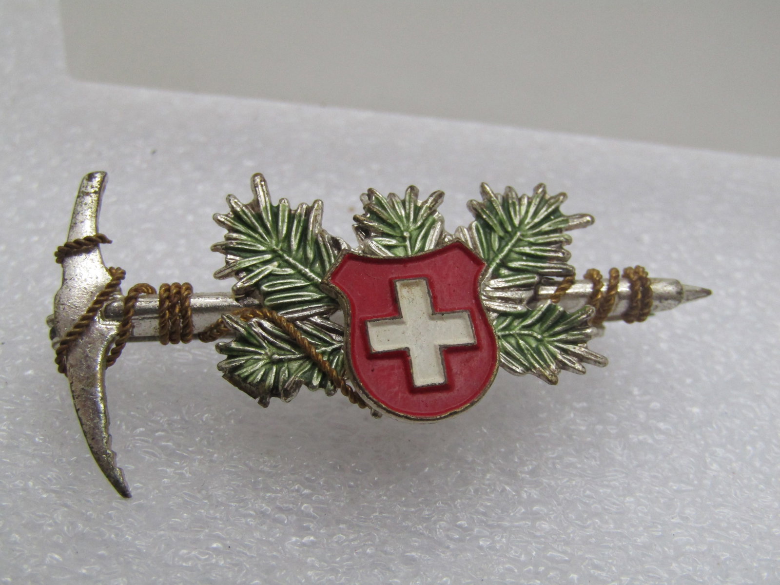 Vintage Enameled Swiss Hiking Brooch, 1960's, 1.75" Wide - 5