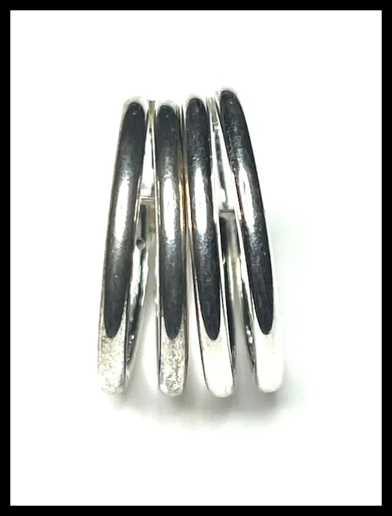 Vintage Double Loop Sterling Silver Hoop Earring - 3