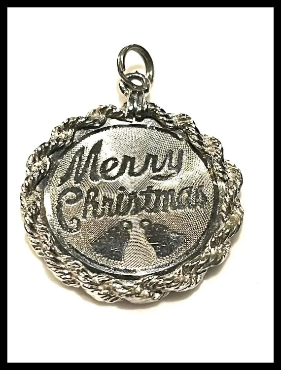 Vintage Merry Christmas Script Disk Charm - 2