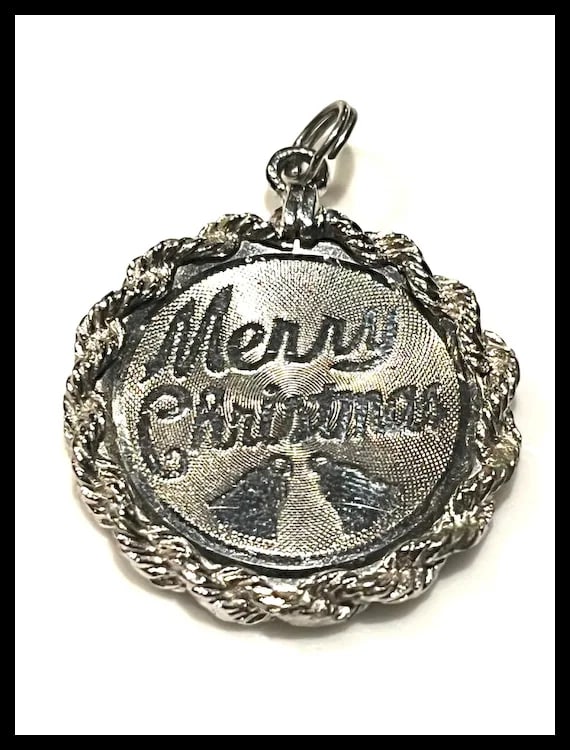Vintage Merry Christmas Script Disk Charm - 3