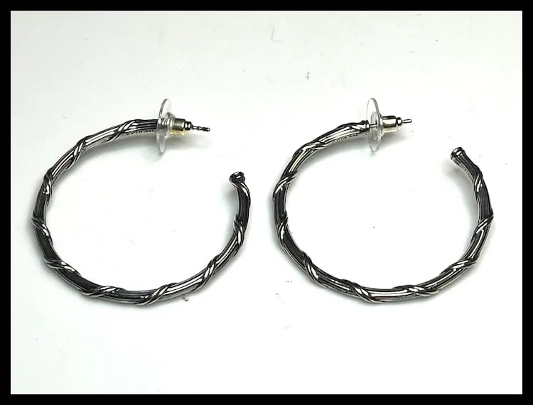 Estate Sterling Silver Twisted Hoop Earrings - 4