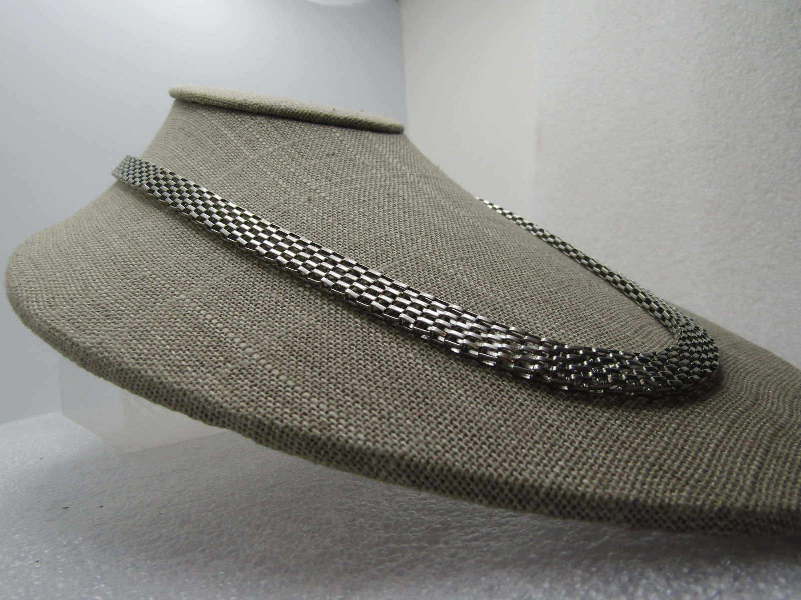 Vintage Mesh Necklace, 19", Silver Tone, 1980's-1990's, 8mm - 2