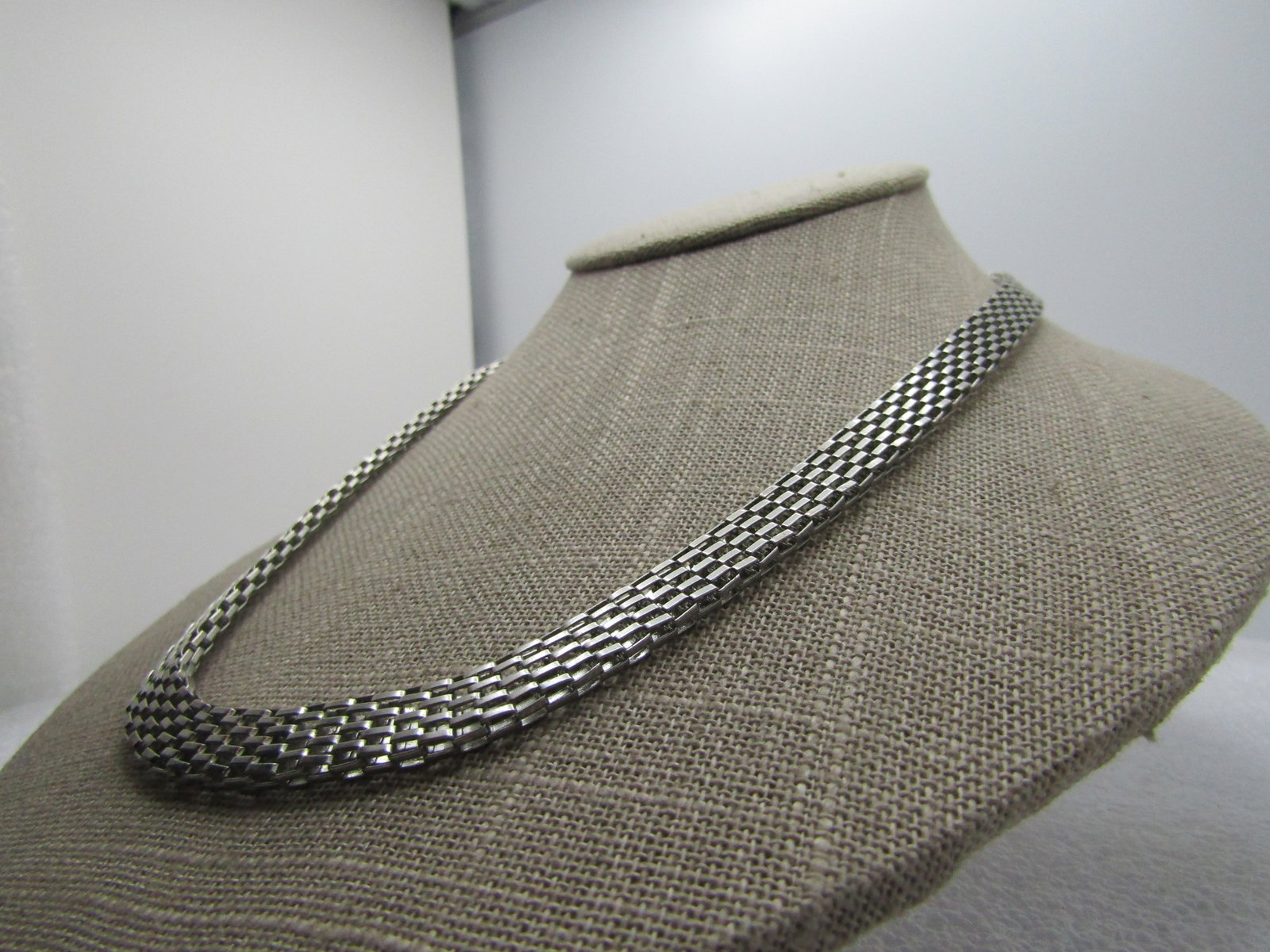 Vintage Mesh Necklace, 19", Silver Tone, 1980's-1990's, 8mm - 3
