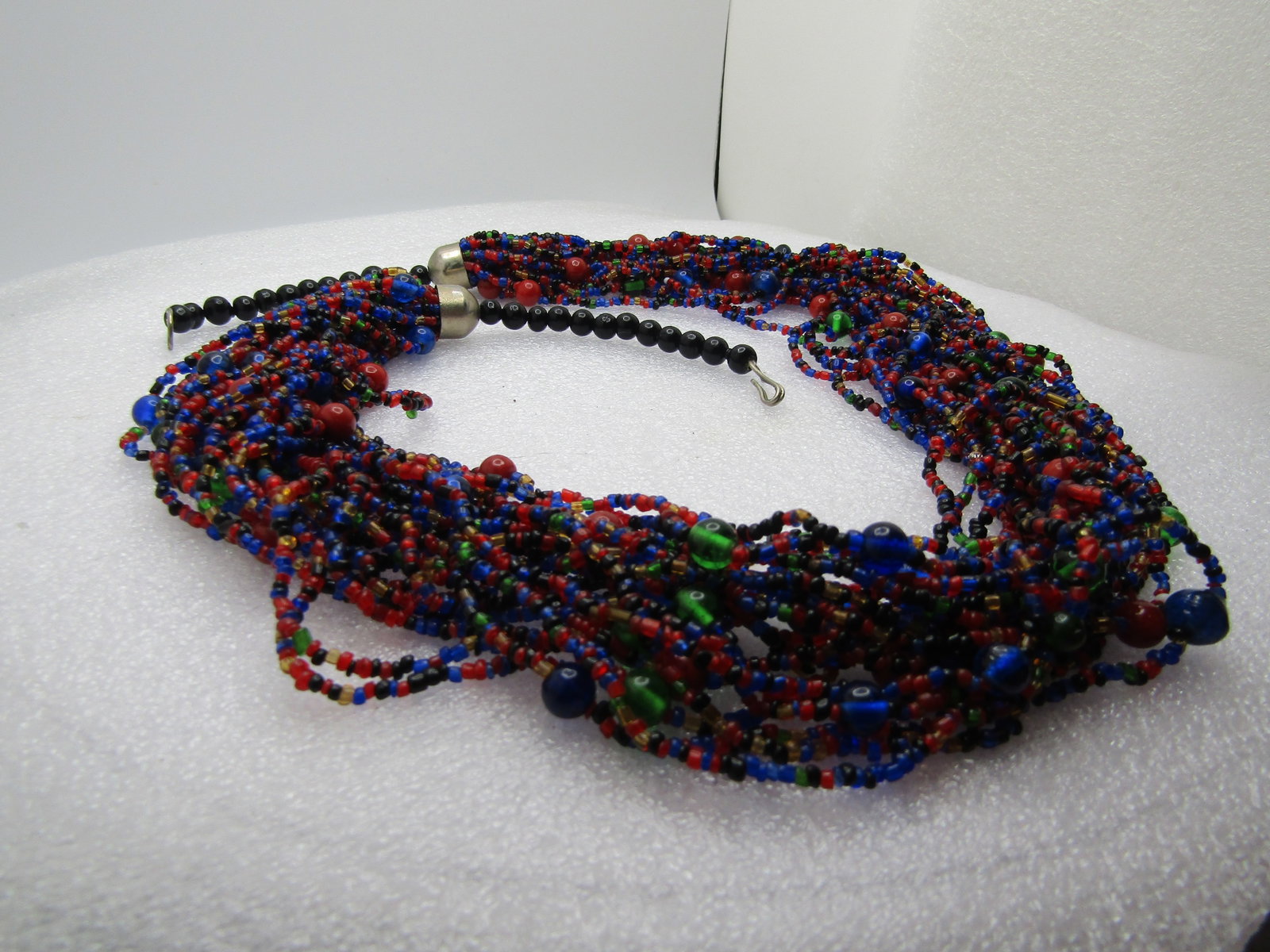 Vintage 23 Strand Glass Beaded Necklace, Boho. 27", 1960's-1970's - 2