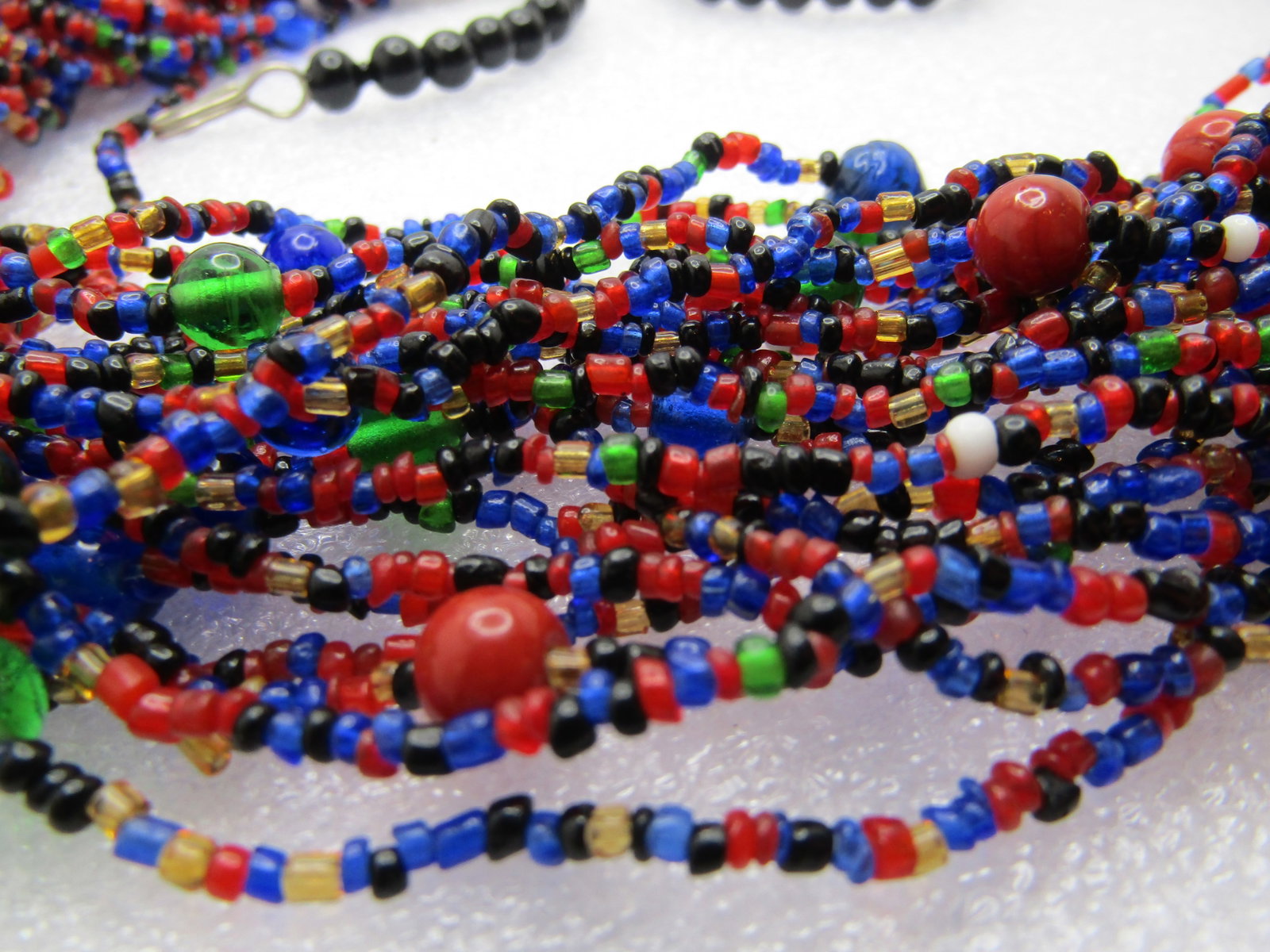 Vintage 23 Strand Glass Beaded Necklace, Boho. 27", 1960's-1970's - 3