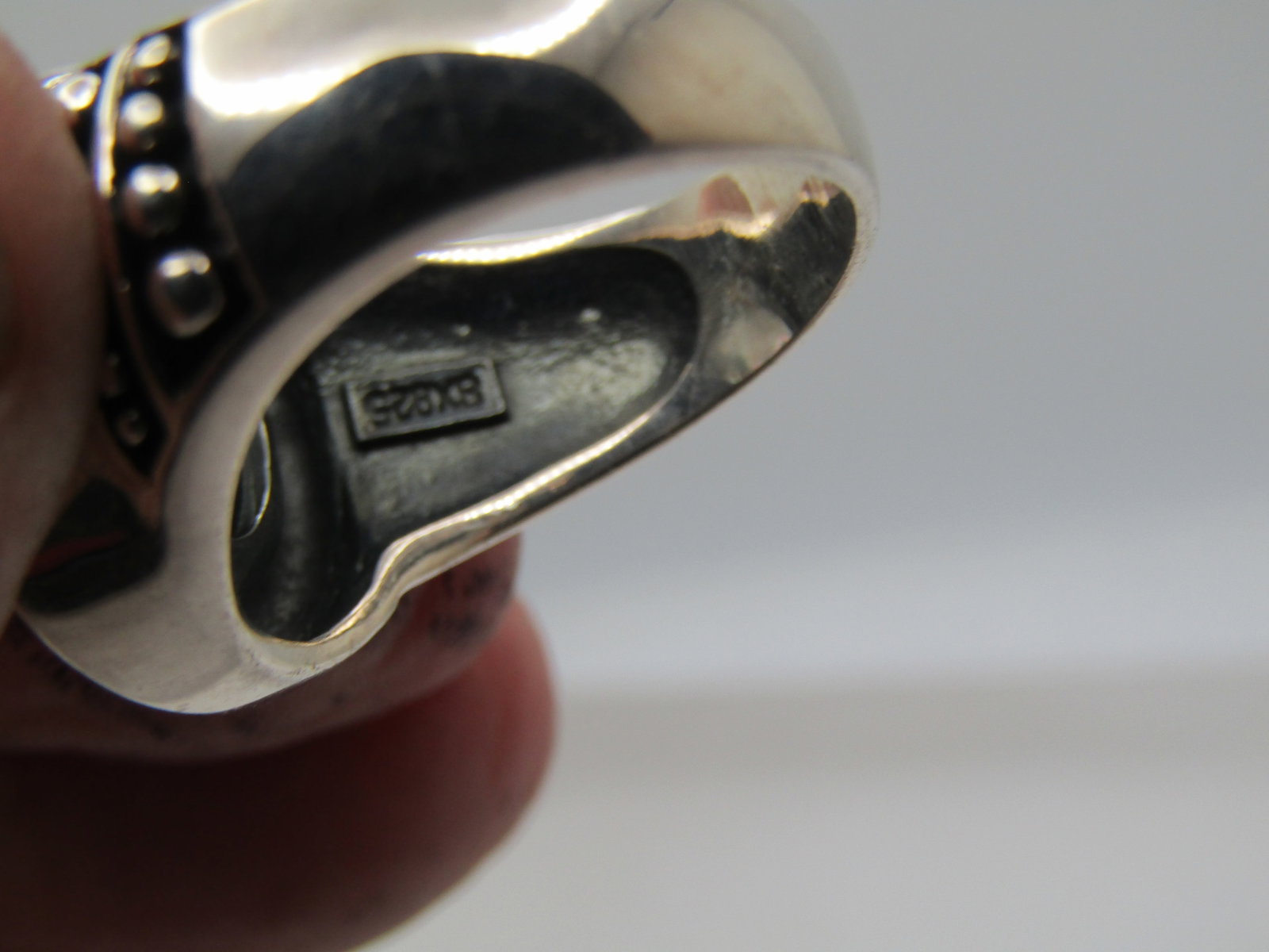 Sterling Blue Tahitian South Sea Cultured Pearl Ring, Bali Themed, Sz 7, 1990's, Signed - 6