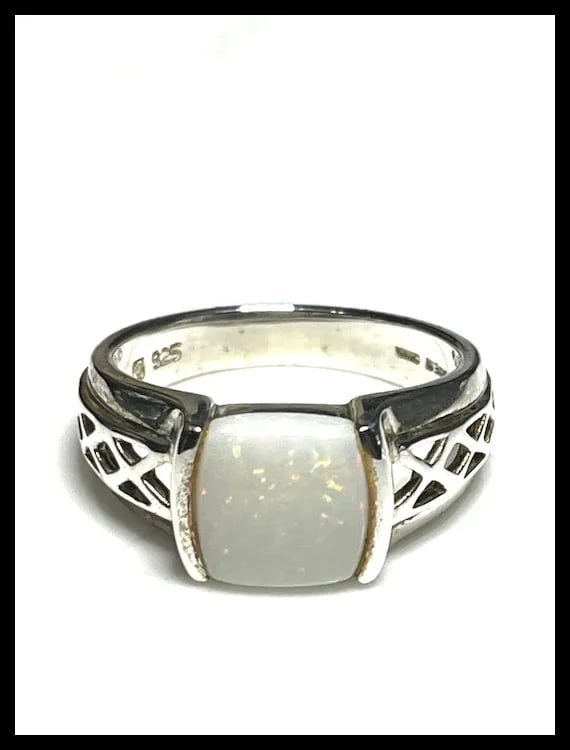Estate Sterling Silver Opal Ring - 3
