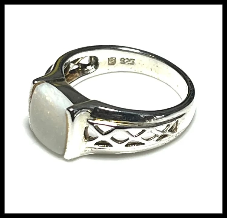 Estate Sterling Silver Opal Ring - 4