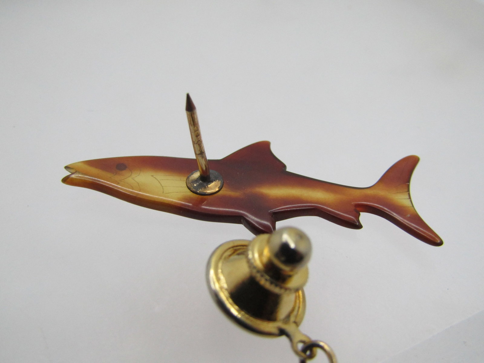 Vintage Tortoiseshell Fish/Shark Tack Pin, 1960's-1970's - 3