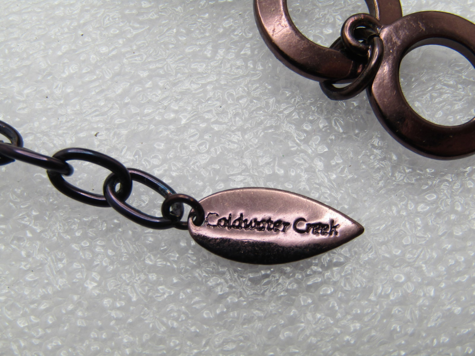 Brown Metallic Link Necklace/Bracelet, Rhinestones, Coldwater Creek, 1990's - 7