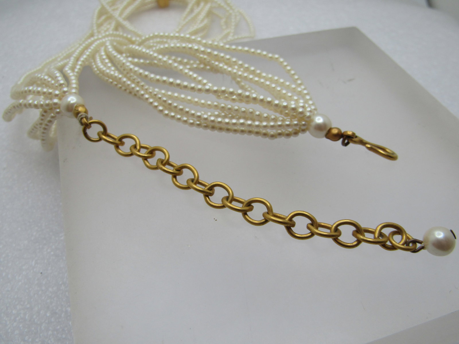 Vintage 12 Strand Faux Pearl Necklace with Drop Slide, 18", 1980's-1990's - 4