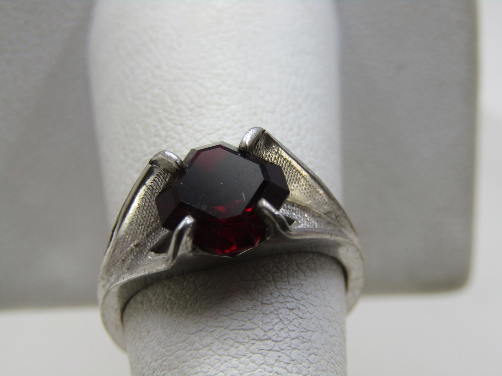 Vintage Sterling Silver Red Stone Ring, Sz. 7, Clarks & Coombs, 1960's-1970's - 3