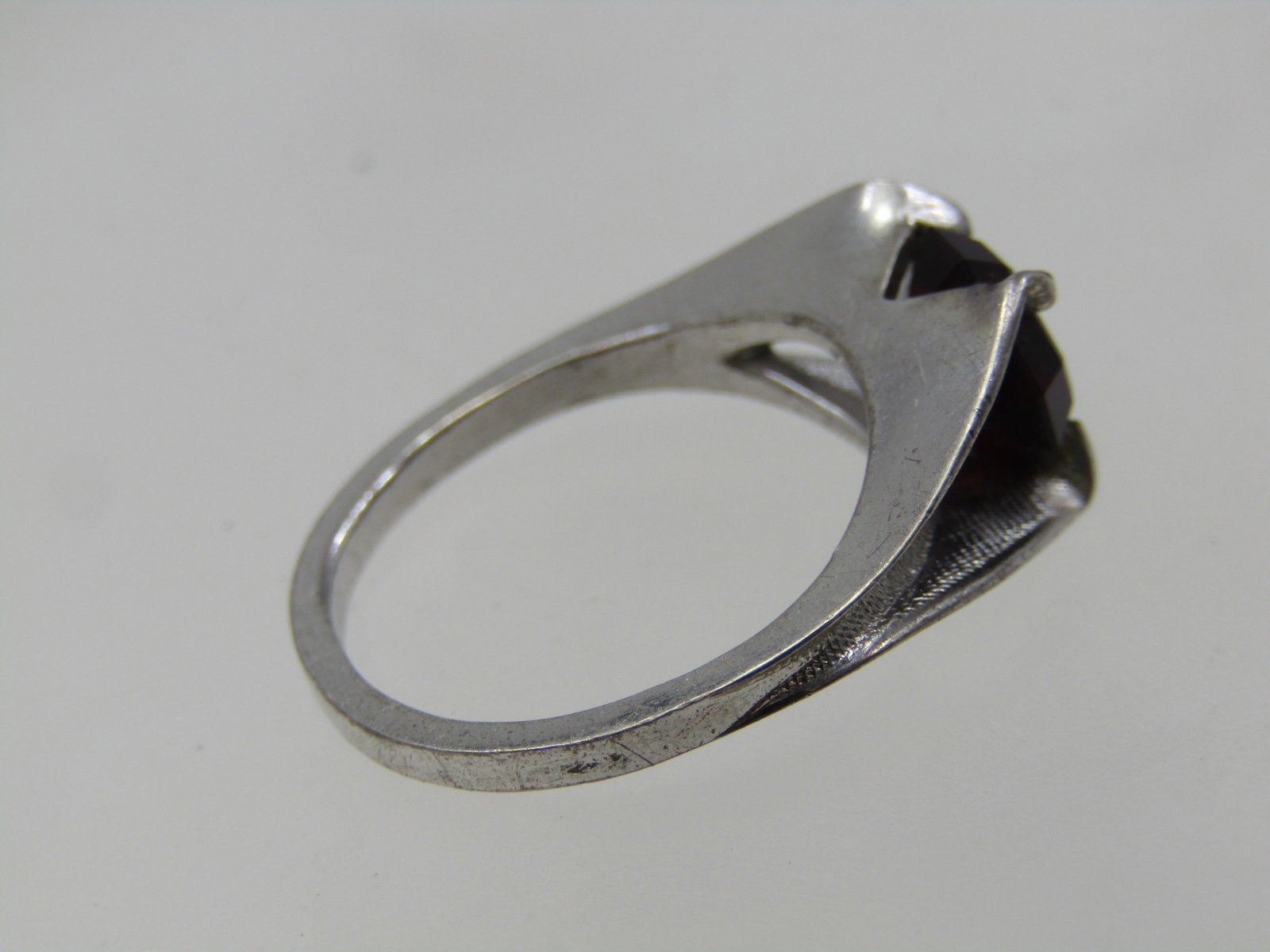 Vintage Sterling Silver Red Stone Ring, Sz. 7, Clarks & Coombs, 1960's-1970's - 5