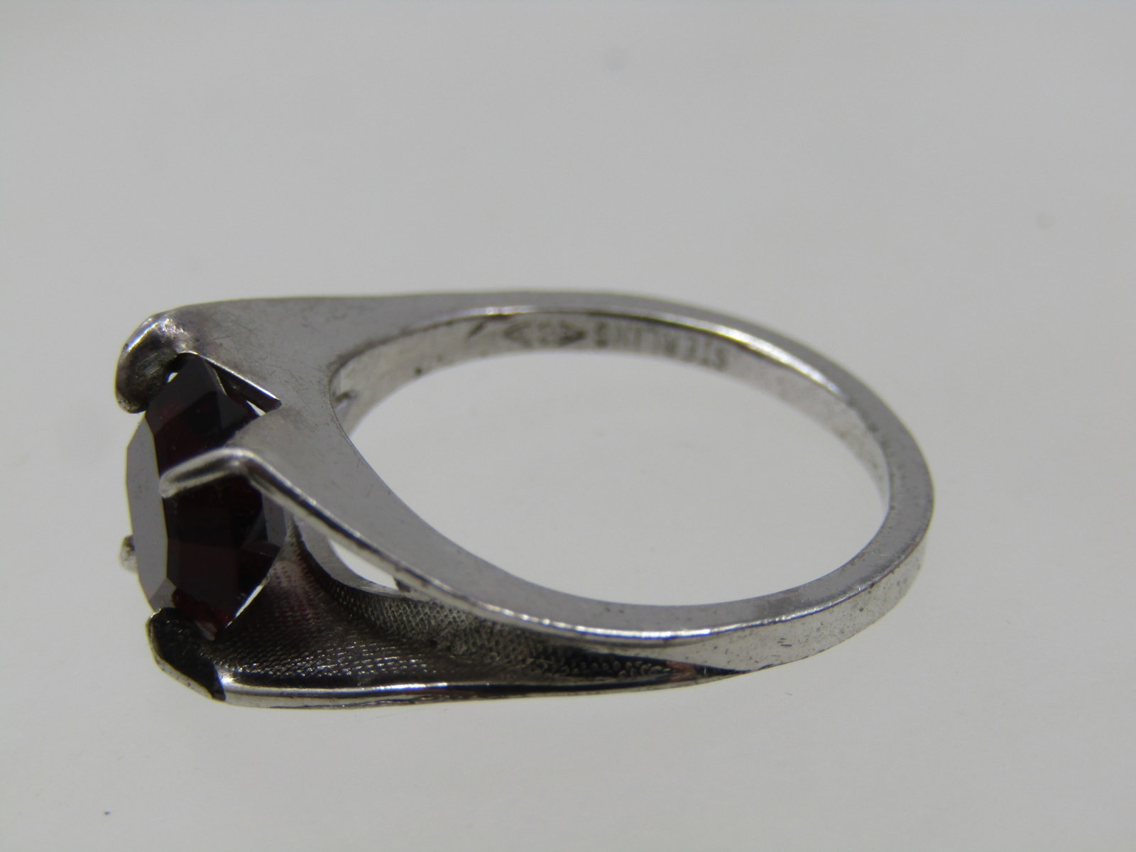 Vintage Sterling Silver Red Stone Ring, Sz. 7, Clarks & Coombs, 1960's-1970's - 6