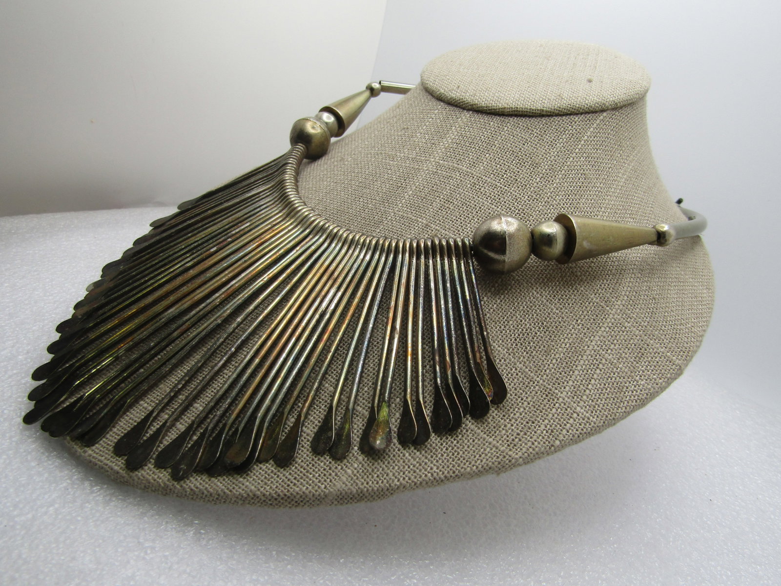 Vintage Tribal Staggered Bib Necklace, 21.5", 1980's - 2