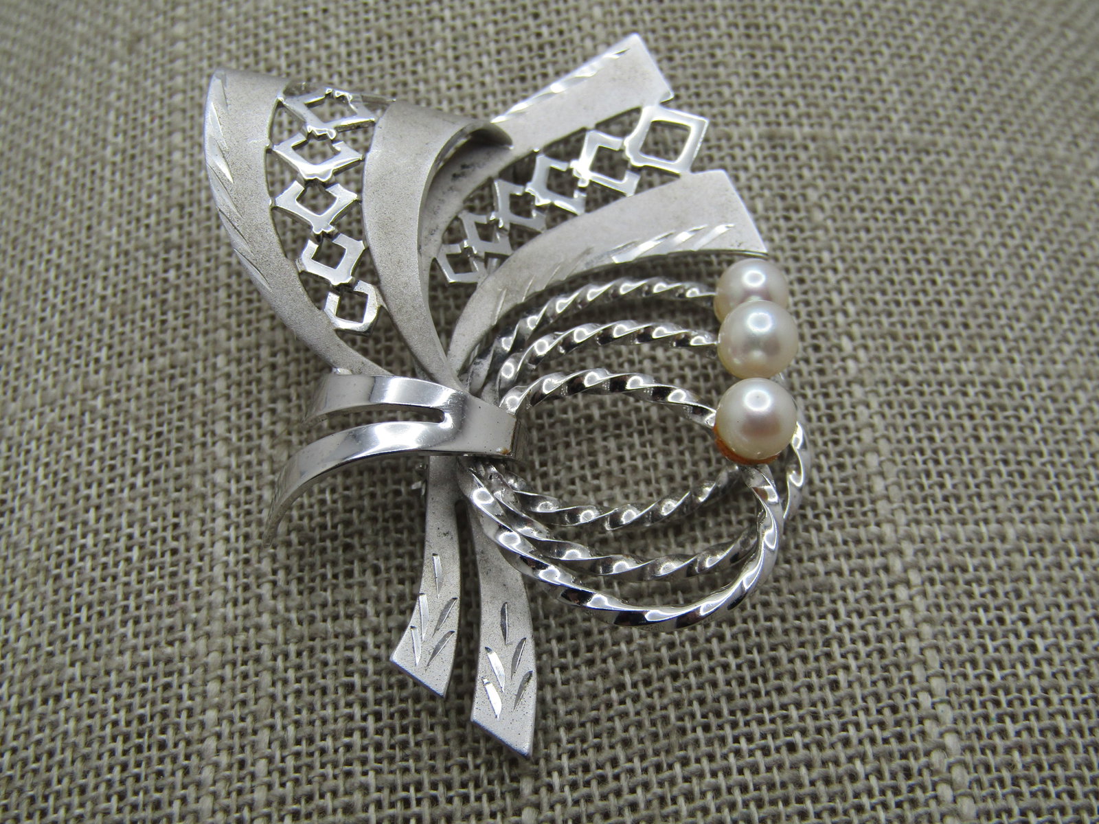 Vintage Sterling Cultured Pearl Brooch, 1940's-1960's, Curtis Creations - 2