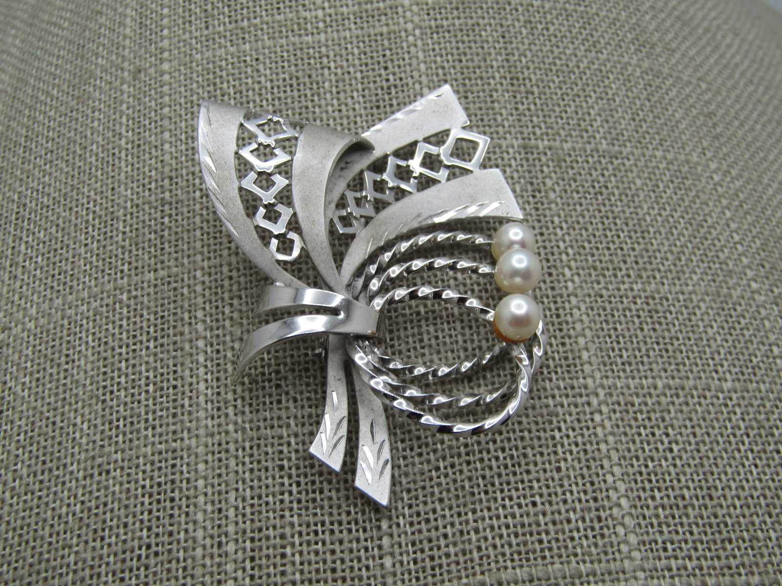 Vintage Sterling Cultured Pearl Brooch, 1940's-1960's, Curtis Creations - 3