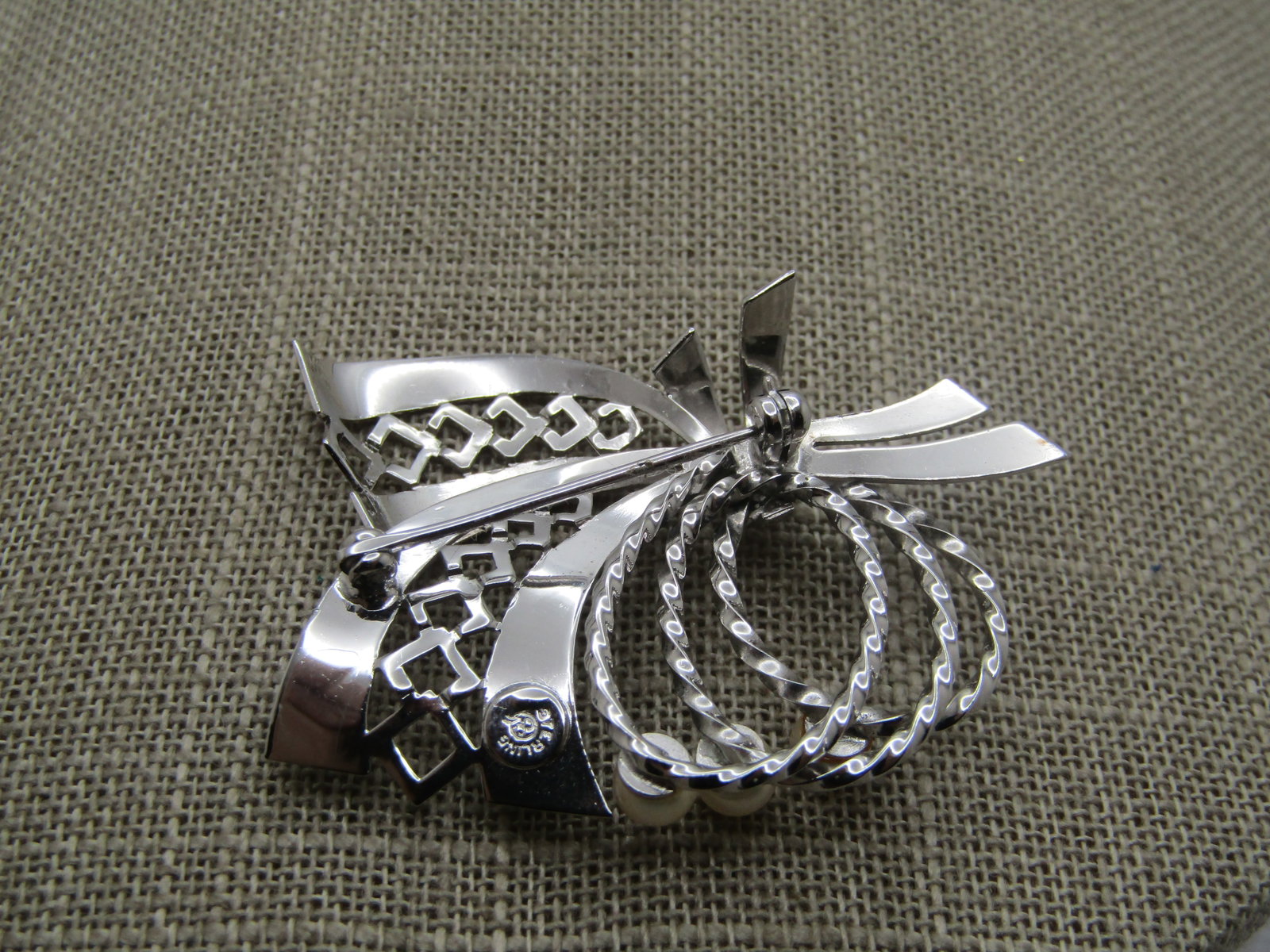 Vintage Sterling Cultured Pearl Brooch, 1940's-1960's, Curtis Creations - 4
