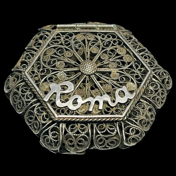 Vintage Silver 800 Roma Italian Filigree Trinket/ Pill Box (1 of 9)