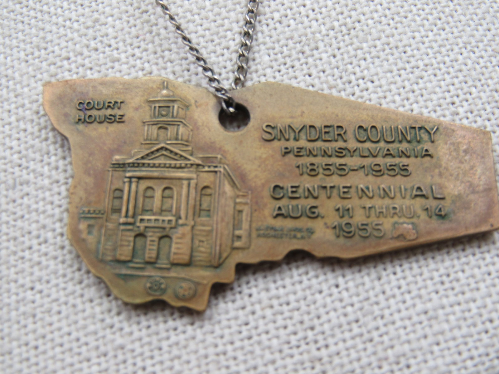 Vintage Snyder County, PA Centennial Necklace, 1955, 16" - 5