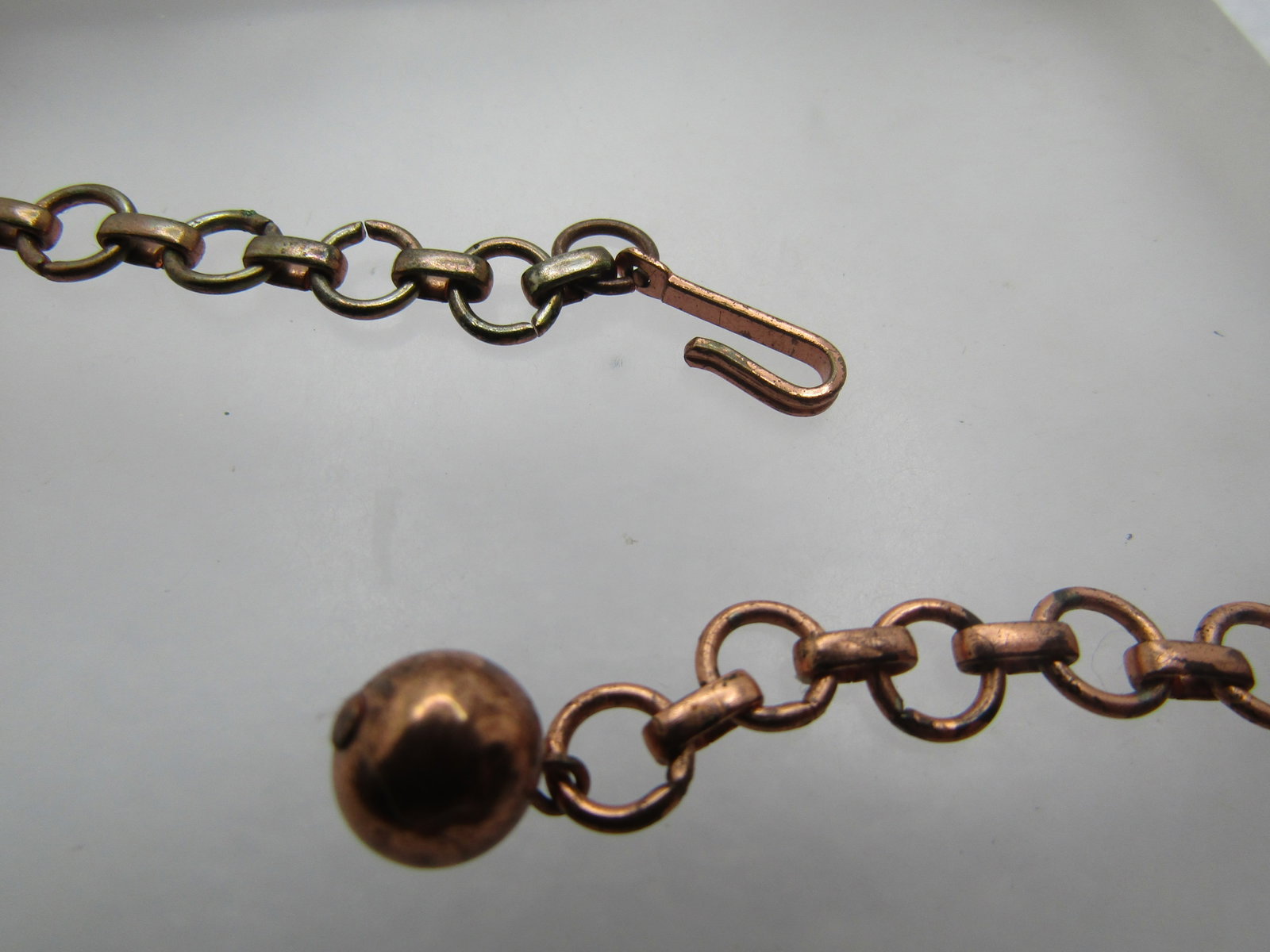 Vintage Copper Layered Leaf Necklace 17", Enameled Layer, 1940's - 4