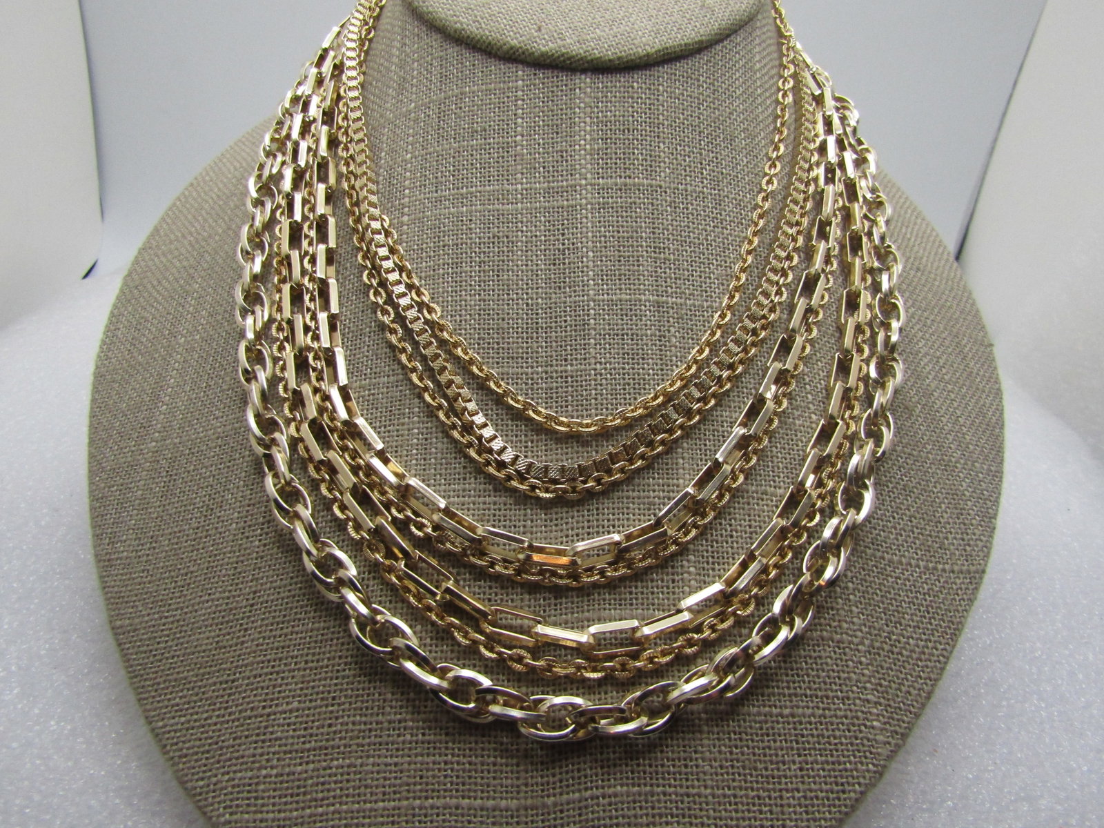 Vintage Eight Strand Necklace, 18", West Germany, Mixed Links, 1960's-1970's (1 of 4)